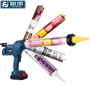 藤原电动玻璃胶枪充电硅酮胶枪压胶枪软硬填缝双管美缝胶枪打胶枪
