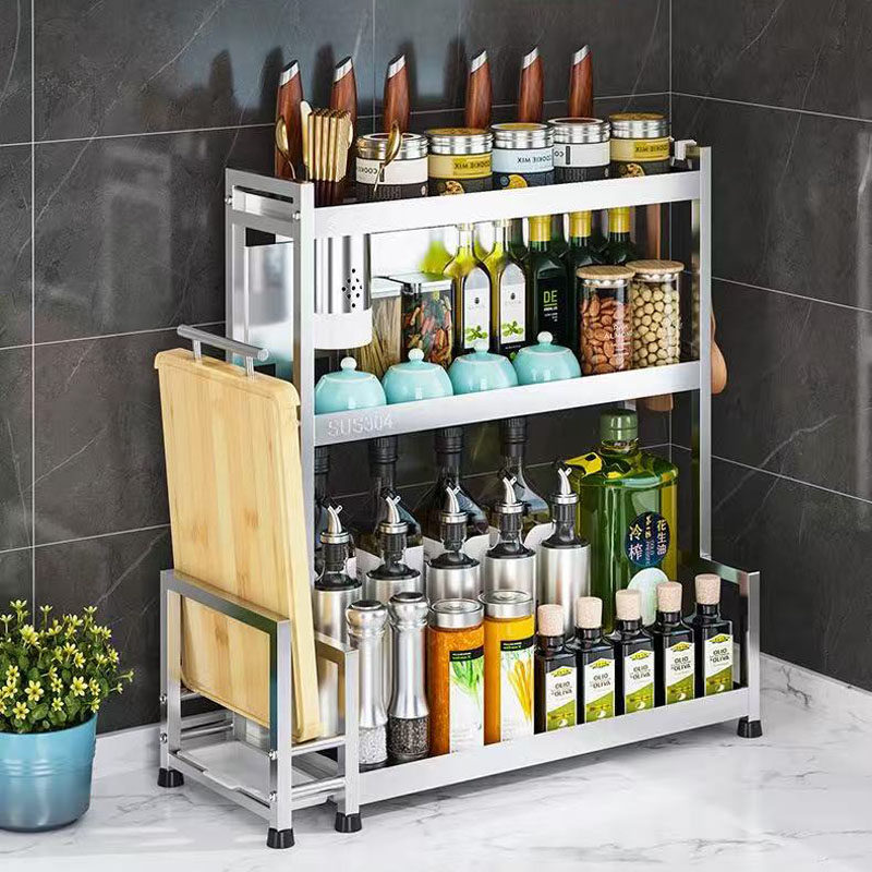 304不锈钢调味料架厨房多功能台面置物架调味品油盐酱醋收纳刀架,厨房/烹饪用具,调料置物架,淘宝优惠券,粉丝福利购,淘宝优惠卷