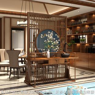 中式实木栅栏玄关隔断客厅卧室移动屏风酒店茶社屏风