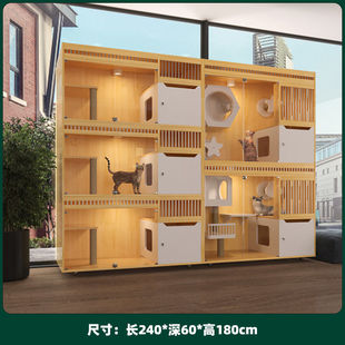 宠物店展示柜定制实木猫别墅寄养笼子繁育柜家用猫狗窝一体组合笼
