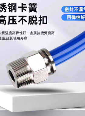 304不锈钢气管接头PC螺纹直通气动高压气嘴快速快插直角弯头PL08