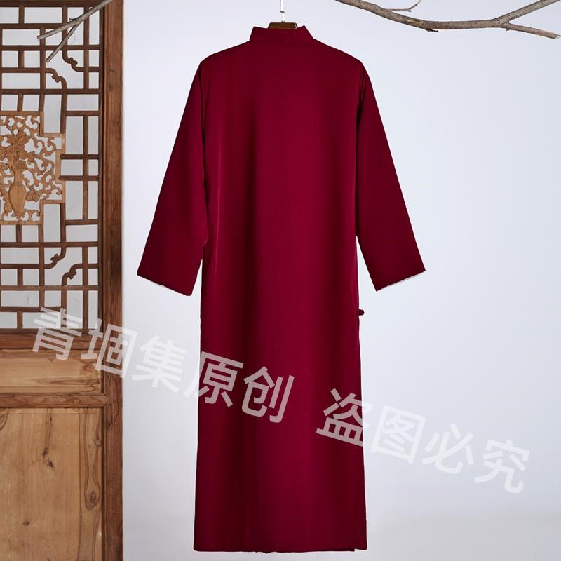 冬款相声大褂男士民国长衫加棉中式长袍中国风保暖唐装演出服加厚