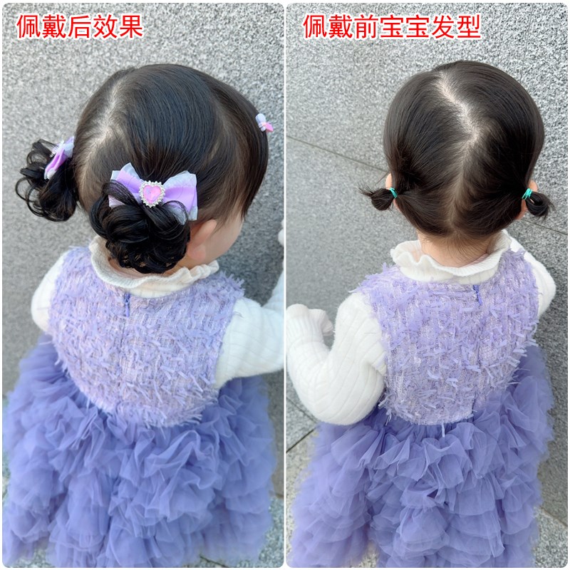 新款宝宝假发头饰可爱幼童短卷造型小女孩蝴蝶结发夹配饰百搭卷发