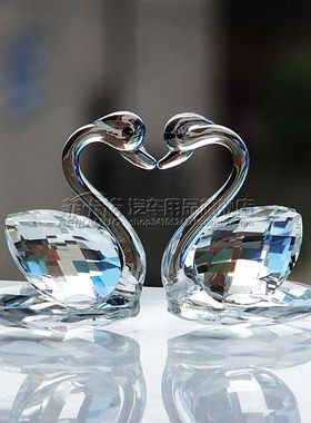 手机店眼镜珠宝水晶天鹅柜台装饰品摆件创意婚庆拍摄道具小摆件