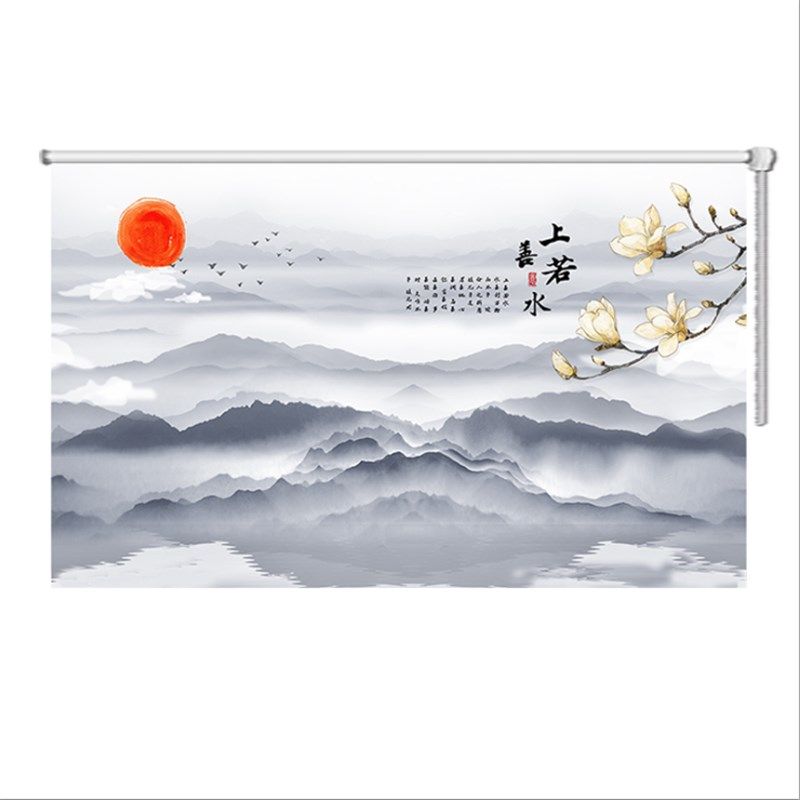定制国画复古水墨山水字画客厅办公室卧室书房卷帘窗帘免打孔升降,居家布艺,卷帘,淘宝优惠券,粉丝福利购,淘宝优惠卷