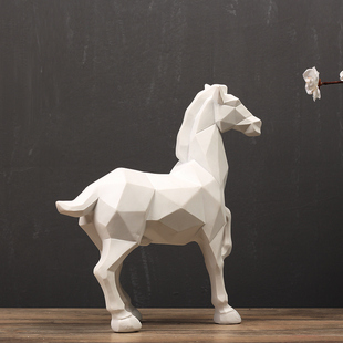 北欧简约几何折纸马动物雕塑摆件家居客厅电视柜酒店博古架摆设品