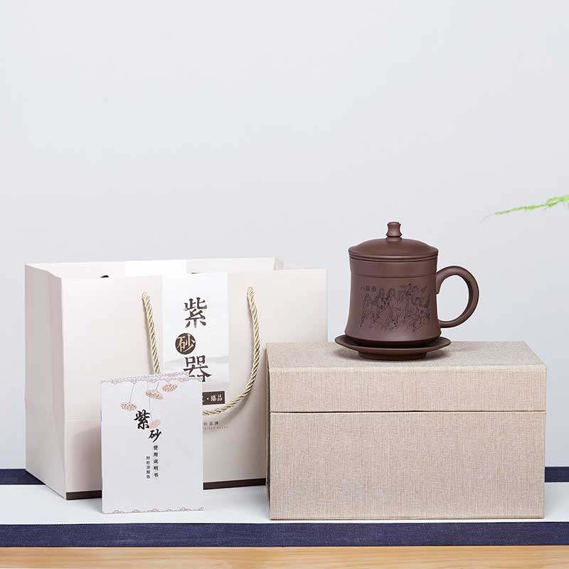 尊壶宜兴紫砂杯茶水分离泡茶杯男带内胆过滤办公盖杯陶瓷杯子茶具