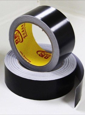 黑色铝箔胶带0.1MM厚防晒抗老化遮光耐高温屏蔽黑色锡箔纸胶带