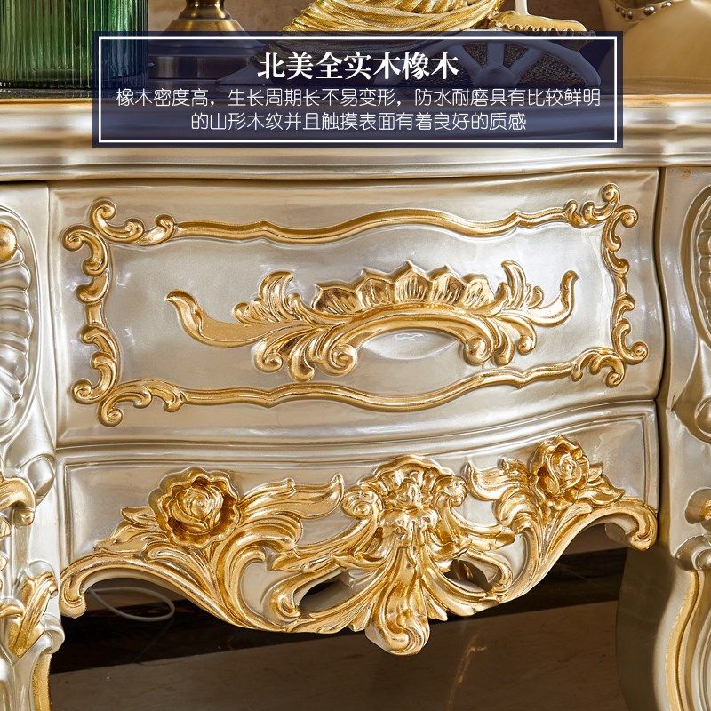 欧式方几 美式别墅客厅实木角几边几沙发边桌描金小茶桌卧室边柜