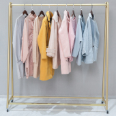 服装 龙门挂衣架中岛货架水管可移动带滑轮子挂衣杆 店展示架落地式