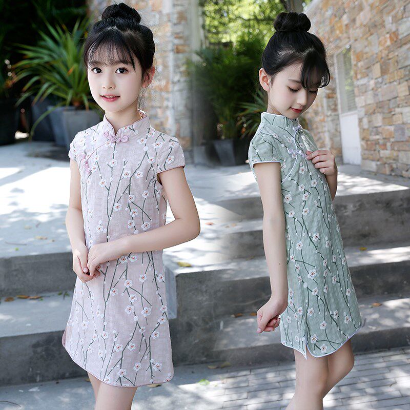 女童夏天3连衣裙4夏季5短袖旗袍6公主裙子7小孩8夏装复古裙子10岁
