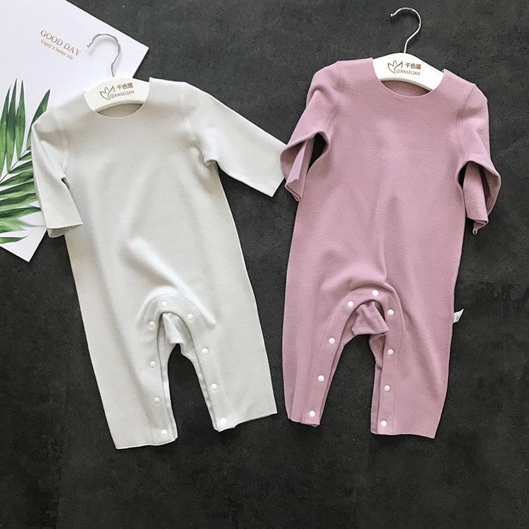 无骨无痕秋冬季加厚婴儿德绒棉爬服闭裆男女宝宝连体哈衣保暖睡衣