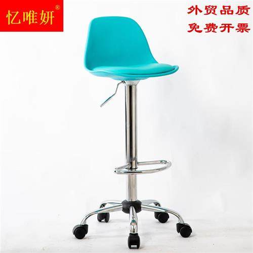 吧台高脚凳简约酒吧凳靠背滑轮椅前台收银高凳煞车轮工作椅升降椅