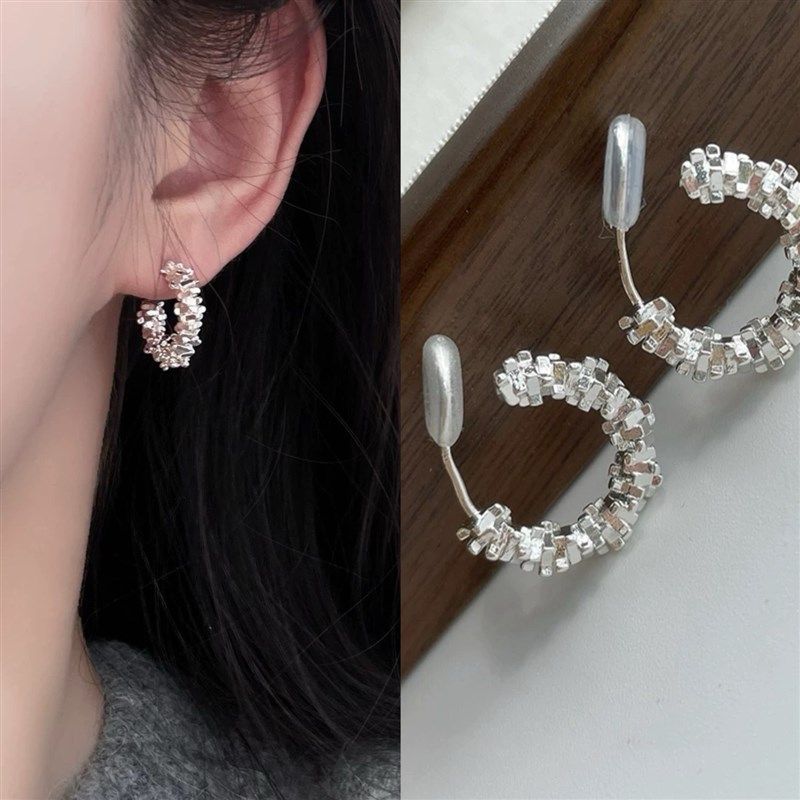 碎银子无耳洞金属风C型耳环女法式简约气质蚊香盘耳夹,饰品/流行首饰/时尚饰品新,耳夹,淘宝优惠券,粉丝福利购,淘宝优惠卷