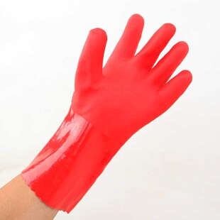 舒意602红色家用PVC全浸塑手套防水防滑耐磨耐油耐酸碱防护劳保