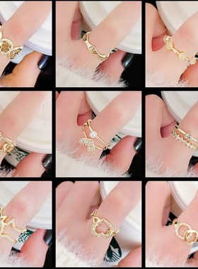 韩版时尚女士戒指2024新款珍珠女款小众设计轻奢高级感粗胖手大号