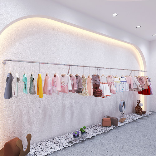 童装店衣服架子服装店展示架不锈钢墙上陈列架壁挂式女装店货架