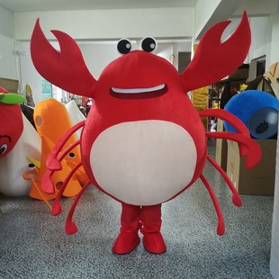 螃蟹卡通人偶服装龙虾动漫人物头套鱿鱼人穿玩P偶服海洋馆表演道
