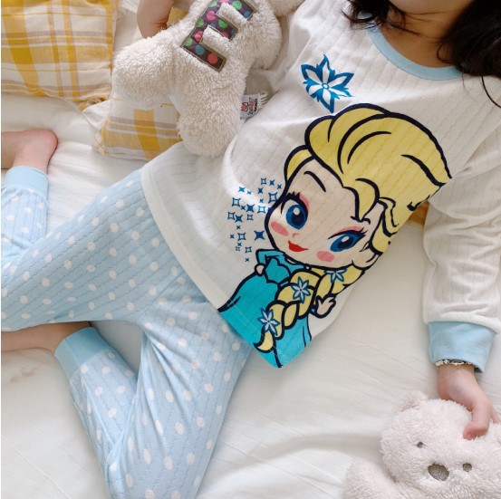 秋冬男女儿童宝宝呼吸棉双层纯棉透气保暖家居服睡衣秋衣秋裤套装