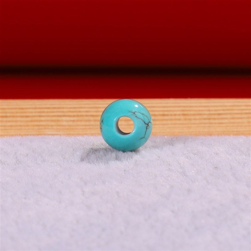 高瓷高蓝单颗湖北原矿绿松石圆珠大孔单珠7.1mm散珠孔径2.4mm46号,饰品/流行首饰/时尚饰品新,DIY配件,淘宝优惠券,粉丝福利购,淘宝优惠卷