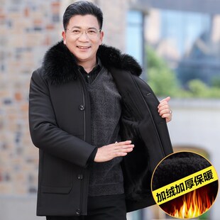 爸爸装加绒加厚棉服秋冬款中年男士棉衣外套冬季中老年Y人男装棉