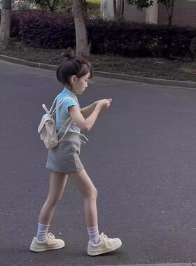 儿童女宝宝黑色高腰短裙裤童装女童灰色半身裙韩版百搭伞裙春夏裙