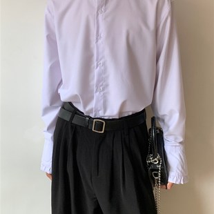 男休閑小眾高級感簡約法X式 雨東林 立領(lǐng)襯衫 襯衣長袖 設(shè)計感韓版 潮