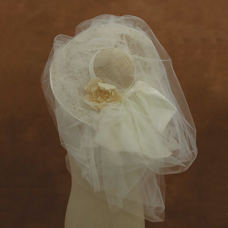 喜看手作重工梅麻蕾丝礼帽新娘结婚森系复古写真婚纱礼服旅拍饰品