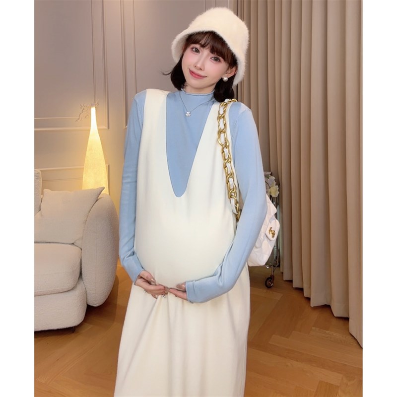 【兰堡海b湾】娜娜的孕期穿搭时尚打底衫背心裙套装孕妇装秋冬款