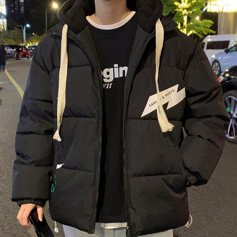 男士羽绒服短款j加厚学生棉服青少年上衣2023新款冬季外套连帽
