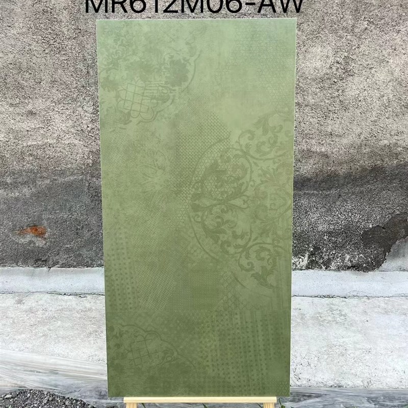 法式复古绿瓷砖卫生间墙砖600x1200H花片厕所厨房淋浴间美拉德背