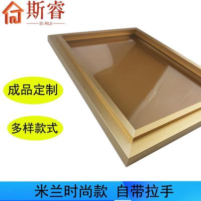 米兰时尚款自带拉手铝框玻璃门意式平开门窄边玻璃柜门衣柜橱柜门