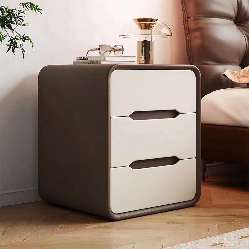 奶油风实木床头柜简约现代家居卧室家用收纳轻奢风新款储物柜高级