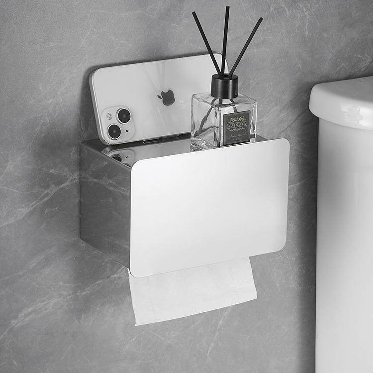 304不锈钢纸巾盒免打孔卫生间封闭式抽纸厕纸架浴室纸巾架壁挂式