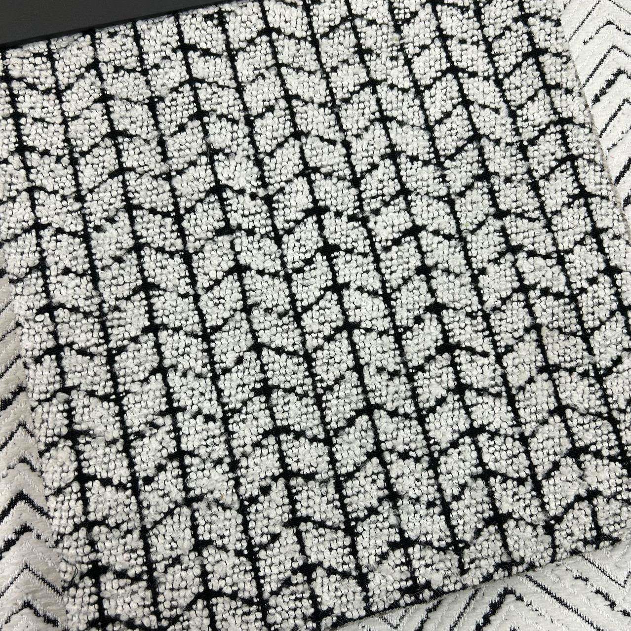 沙发布几何图案条纹面料人字纹黑白羊毛圈质感抱枕布