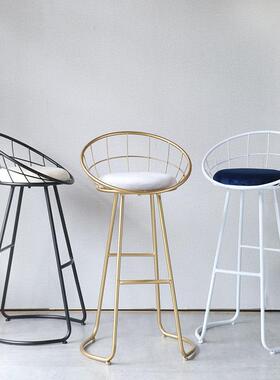 家用简约吧椅吧台椅黑色高脚凳吧台凳北欧金色高脚椅子有靠背凳子
