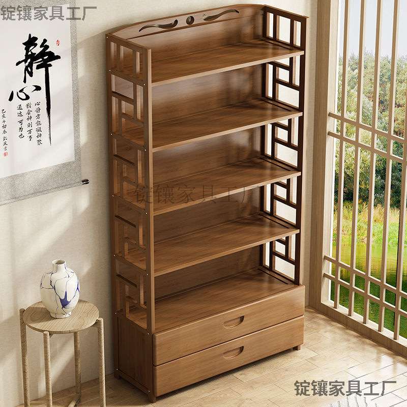 书架家用多功能置物架简易儿童落地多层实木书柜学生收纳架省空间