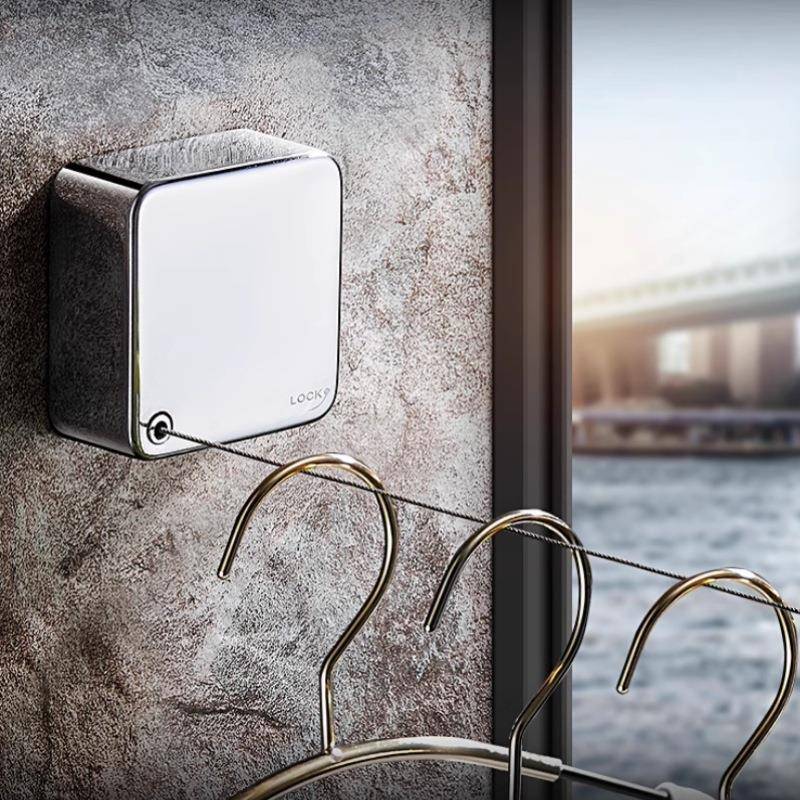 隐形晾衣绳室内免打孔阳台晾衣神器卫生间飘窗伸缩晒被子钢丝绳子