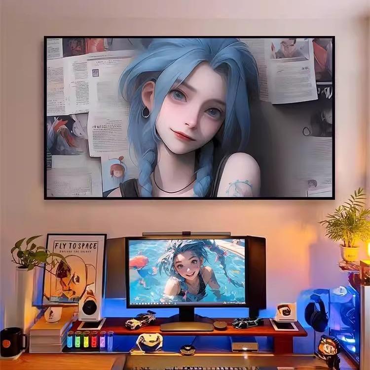 英雄联盟金克丝装饰画可爱萝莉美女LOL游戏网咖挂画电竞房间壁画