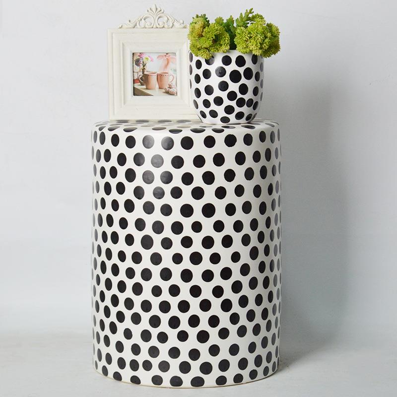 新款北欧简约风圆形陶瓷凳家居圆墩椅子坐凳办公室客厅摆件