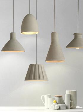 北欧现代简约餐厅餐饮餐桌吧台卧室床头水泥灰色工业风单头小吊灯