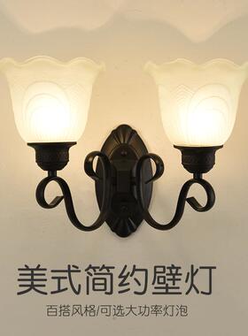 北欧美式壁灯简约现代个性黑色主卧室床头灯客厅过道楼梯背景