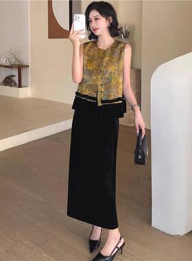 新中式国风马甲女2025秋季高级感气质坎肩背心无袖马夹提花上衣