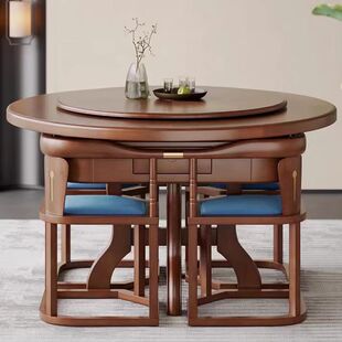 新中式高档实木麻将桌餐桌两用一体圆桌静音新款全自动麻将机工厂