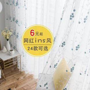 窗纱半简约现代纱透光遮光田园薄白色纱帘阳台纱飘窗窗帘客厅落地