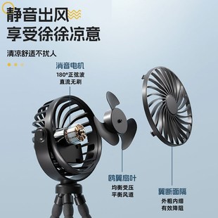 婴儿车小风扇小型八爪鱼宝宝手推车充电迷你手持便携静音遛娃神器