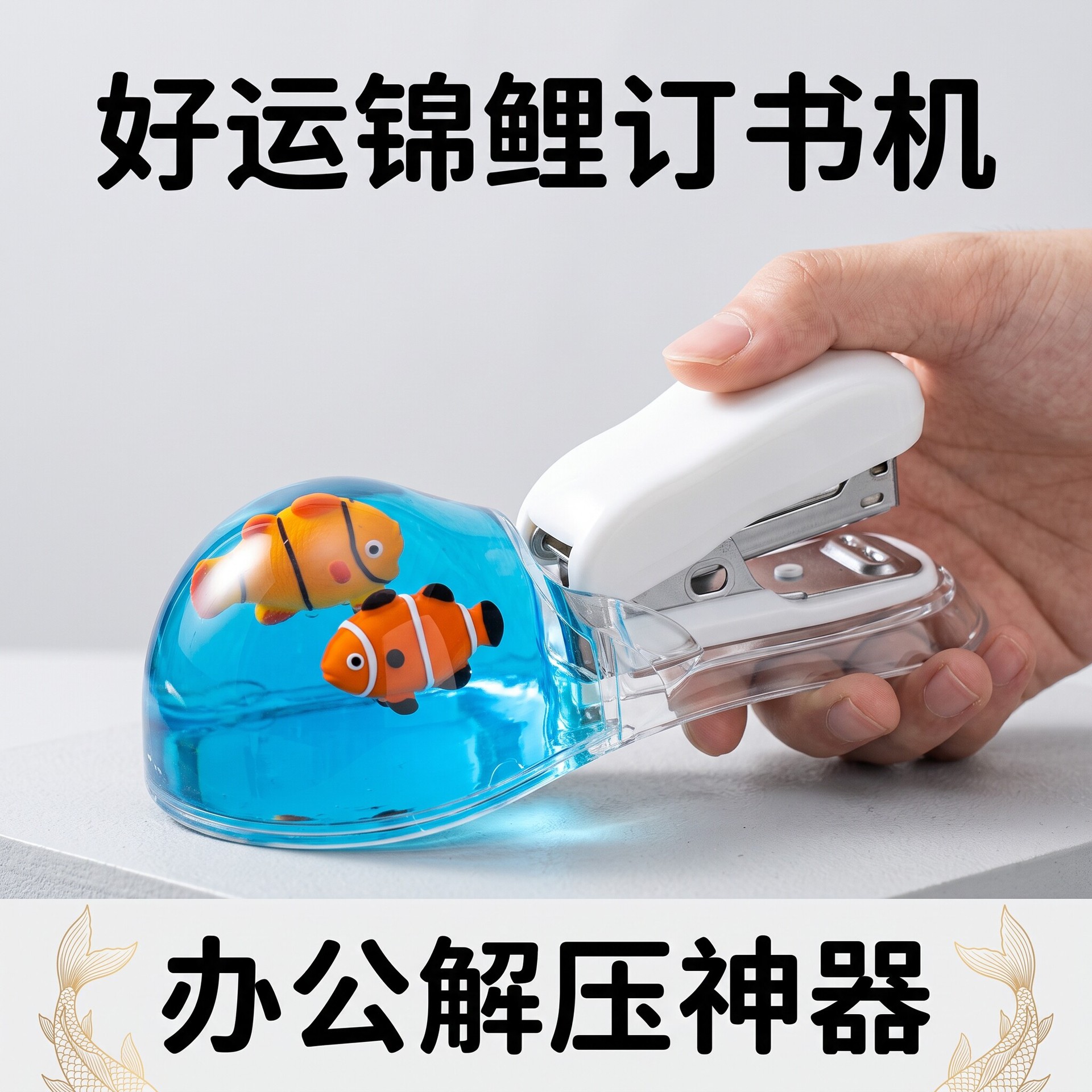 新品好运锦鲤订书机学生用小型订书器学习用品办公钉书机创意