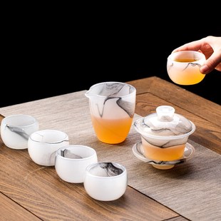 2024新款 羊脂玉瓷琉璃功夫茶具套装 轻奢家用精品高端茶杯一套