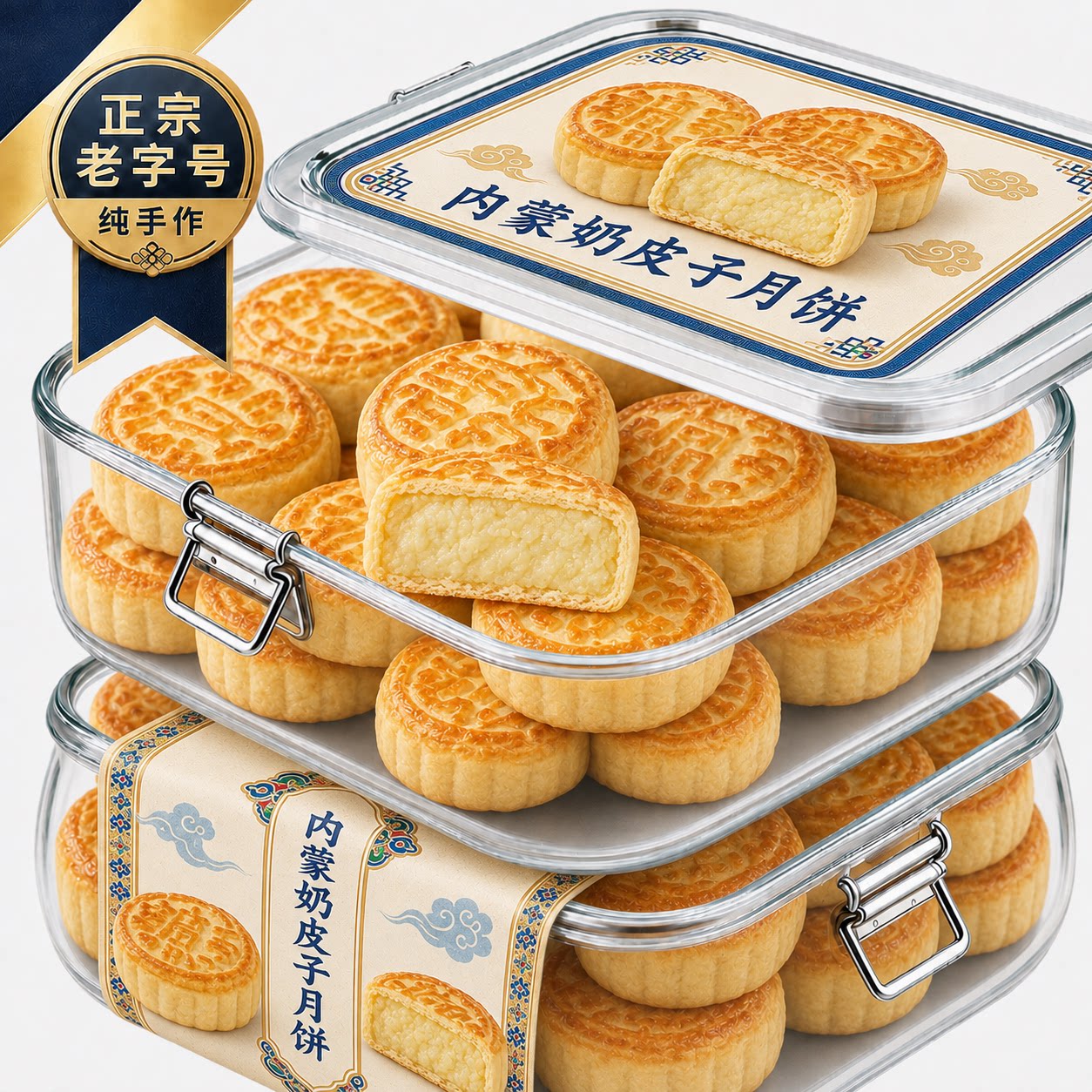 内蒙古特产奶皮子奶豆腐月饼乳酪奶酪酸奶传统手工中秋月饼中式盒