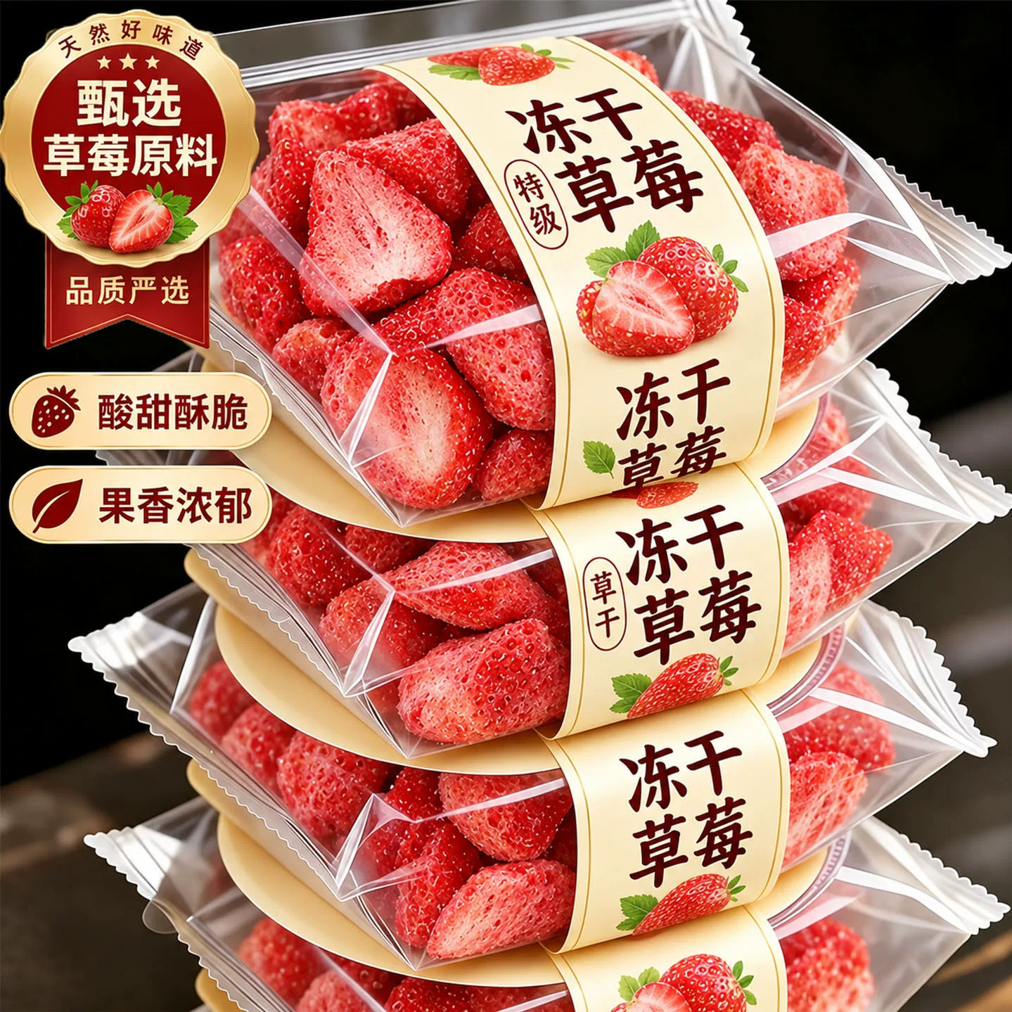 草莓冻干官方旗舰店整粒草莓脆罐装无添加无糖水果脯婴儿孕妇可吃